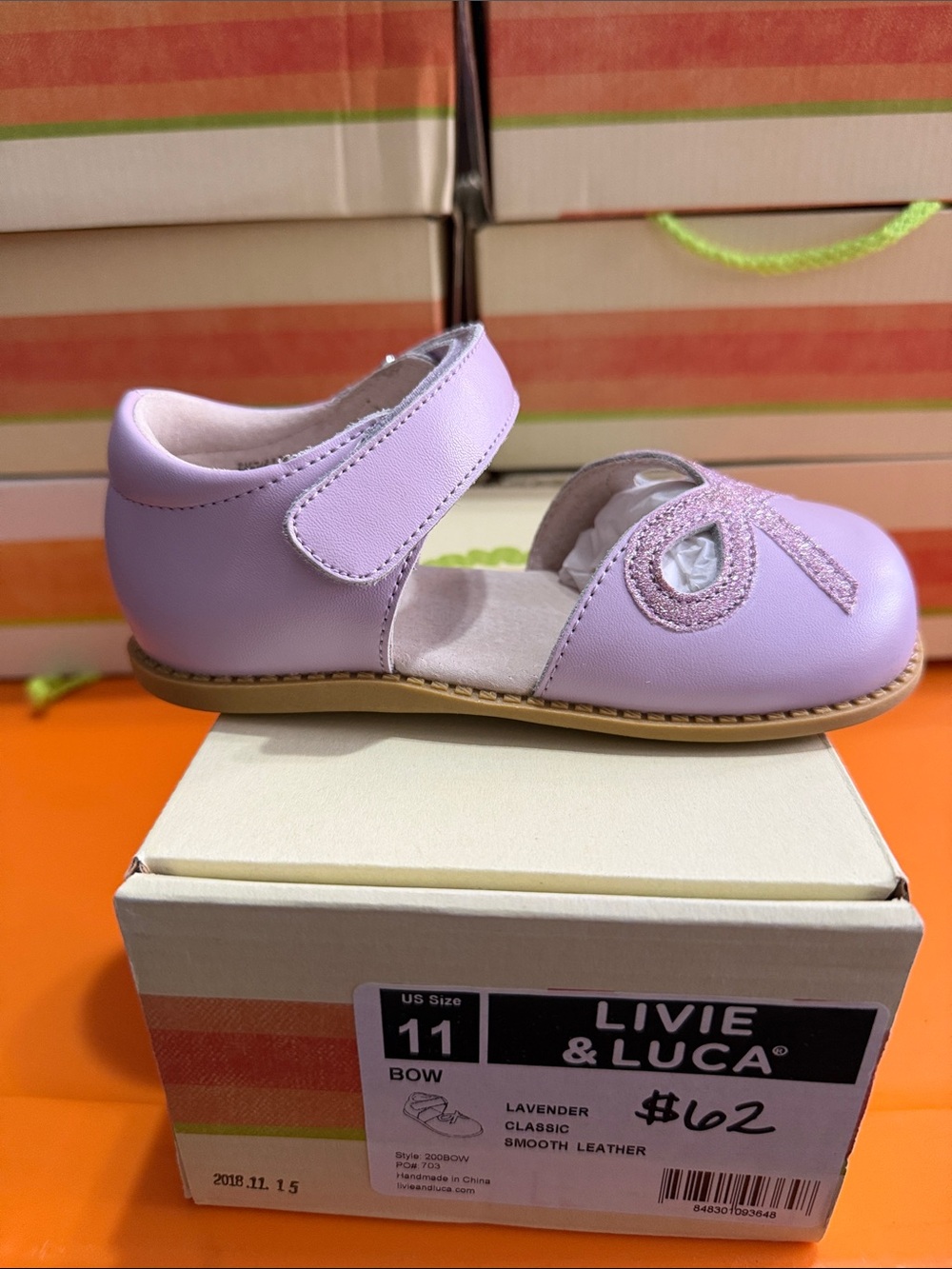 Livie & Luca Lavender Hook-and-Loop Bow Mary Jane